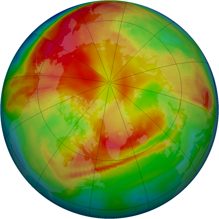 Arctic ozone map for 20 February 1999
